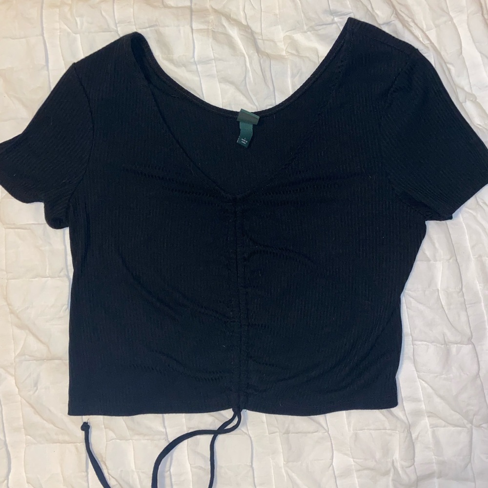 Black Ribbed Crop Top